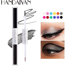 Bluemega Ojo Delineador Líquido de Doble Color Brillo Metálico Sombra de Ojos Pigmento Eye Shimmer Impermeable Eye Art para Fiesta Festival Maquillaje para Mujer (2#)