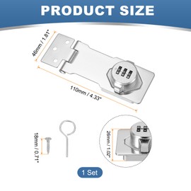 sourcing map Password Rotary Hasp Locks, Mechanical Cabinet Combination Latch Locks 4.5" Security Keyless Rotary Hasp Latch Lock for Shed Door Sliding Closet Bathroom Outdoor Silver