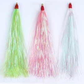 Fishing Teasers,12pcs Bucktail Teaser Mylar Flash Teaser Tail Rigs Skirts Hair Flounder Fishing Lure Bait Rigs for Saltwater Freshwater Mix
