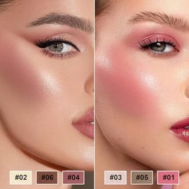 Kit de maquillaje de contorno de 6 colores con barra de contorno de crema, barra doble de bronceador de crema para esculpir, kit de maquillaje de barr