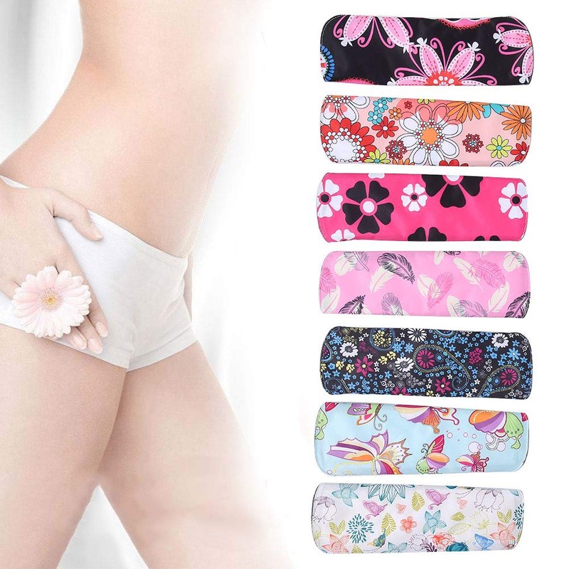 7 piezas de toallas sanitarias de tela reutilizables, almohadillas menstruales