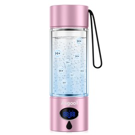 Asgool 360ml Portable Hydrogen Water Bottle Generator with PEM-SPE Tech, Glass Exterior & Aluminum Shell, 5000 PPB in 8 Minutes, Health Care Gifts for Husband, Wife, Family, Friends, Travel