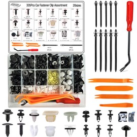 335Pcs Ford F150 Car Retainer Clips & Fastener Assortment - 18 Most Popular Sizes for Ford F150 Body Interior and Exterior Retainer Fastener Clips with 10 Cable Ties and Fasteners Remover