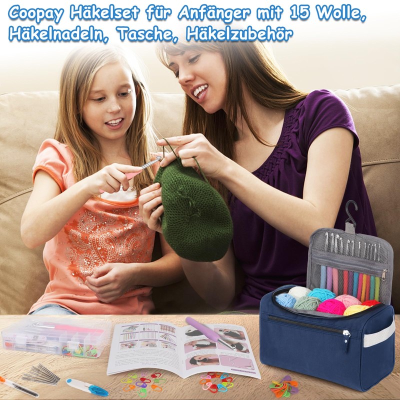 Coopay 73-Piece Crochet Set for Beginners, Portable Crochet Hook Set