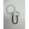 New-Letter U Keychain Silver Tone Metal Ganz Initial Key Ring