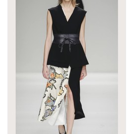 Liitata Women PU Leather Obi Belt Fashion Self Tie Wrap Cinch Belt Vintage Bowknot Waistband Belts for Dress Sweater Coat - Black