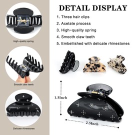 VCKOVCKO 3-Pack Medium Claw Clips Medium Hair Clips for Women Stylish Hair Claw Clips Leopard Print Hair Clamps Fashion Hair Accessories