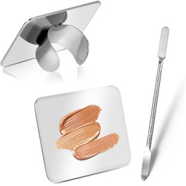 Abeillo Paleta Para Mezclar Maquillaje, Paleta Con Espátula Para Base, Bandeja De Acero Inoxidable Para Mezclar Maquillaje, Paleta Para Uñas Para Mezclar Base, Sombra De Ojos Y Pestañas.