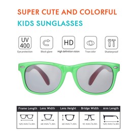 Rocf Rossini kids sunglasses Pilot Sun glasses Polarized Shades Girls Boys UV Protection Eyewear for Age 2-8 (Green/Orange)