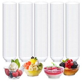 Voittozege 150 Pack 3 oz Hard Plastic Bowls, Clear Mini Plastic Cups Clear Salad Bowl Disposable Soup Ice Cream Candy Serving Bowls Appetizer Cups for Candy Salad Soup Snacks Dessert Wedding Birthday