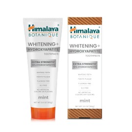 Himalaya Botanique Whitening + Extra Strength Hydroxyapatite Toothpaste - 10% Nano Hydroxyapatite to Support Remineralization & Restore Enamel to Strengthen Teeth - Vegan, Mint Flavor, 3 oz