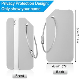 6PCS Luggage Tag with Name ID Card and Stainless Steel Loop Luggage Identifier Aluminum Alloy Baggage Labels Suitcase ID Tag Set Baggage Tag Suitcase Tags Travel Accessories for Travel Essentials