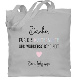 Geschenk mit Namen personalisiert by Shirtracer - Cotton Bag - Thank You for the Colourful and Beautiful Time I Graduation Gift Educator Thank You Gifts Nursery Gift Nursery Gift, 2 Light Grey, Unit
