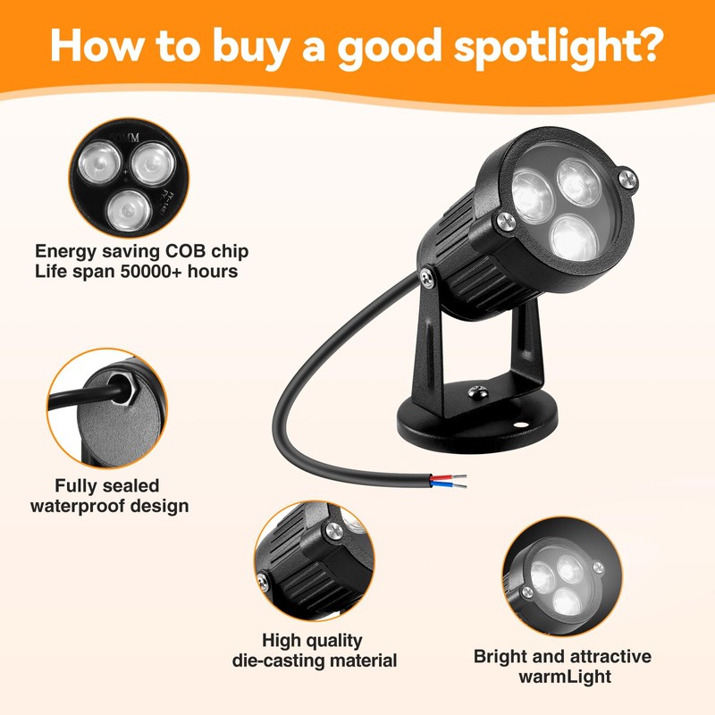 LemonBest Landscape Lights - Low Voltage Outdoor Landscape Spotlight -