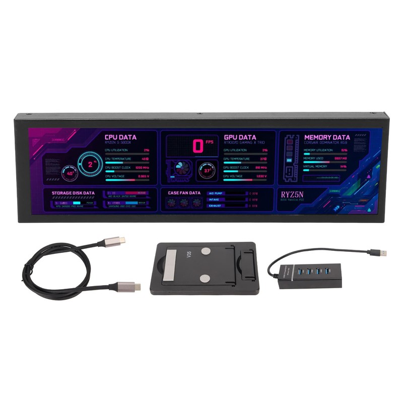 8.8inch IPS LCD Monitor 1920 X 480 CPU GPU SSD