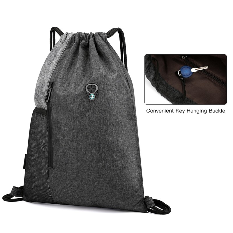 Gym Sack with Earphones Jack Drawstring Backpack Water-resistant Drawstring Bucket