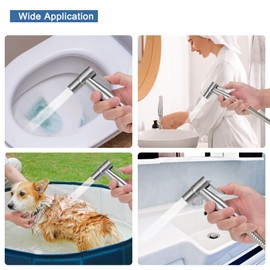 Handheld Toilet Bidet Sprayer, Adjustable Water Pressure Control, Bidet Faucet for Toilet Cleaning, Bathroom Cloth Diaper Spraying Set, Feminine Wash etc., Easy Installation, Stainless Steel