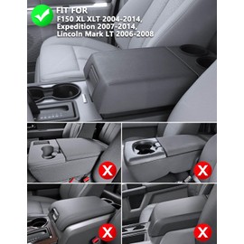KBH - Funda de consola central para Ford F150 XL XLT 2004-2014, Expedition 2007-2014, Lincoln Mark LT 2006-2008, cojín de piel de vinilo, consola de piso, asiento de cubeta, antiarañazos, color negro