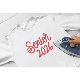 Senior 2026 Iron On Decal, Graduation Patch, DIY Craft, Heat Transfer, Senior Tshirt Graphic Vinyl Applique, Pick Size & Color, Iron-On Most Items 5 Min. (Purple Glitter)