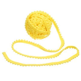 sourcing map 25 Yards Pom Pom Trim Ribbon, 0.5" Wide Bright Yellow Pom Pom Ball Fringe Trim Sewing Fringe Fabric Trim Ribbon for DIY Crafts Curtain Clothes Pillow Home Decoration