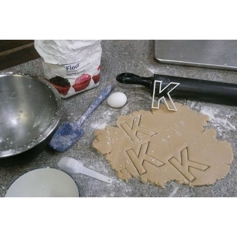 K LETTER ALPHABET STENCIL AND COOKIE CUTTER DECORATING SET MADE