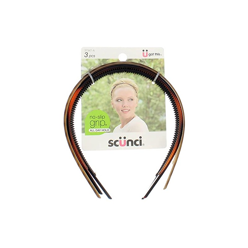 Scunci No Slip Grip Skinny Head Bands, 3 pk