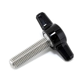 1/4"-28 x 1" Thumb Screw Stainless Steel - Black Tee Wing Plastic Knob - Fine Thread Thumbscrew - Length: 1.000" - Proudly Built in USA - Package of (4)