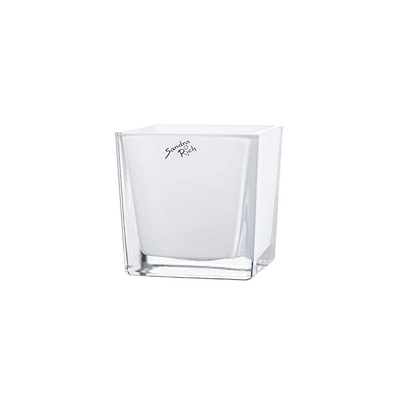 Cube Glass Coloured Flower Pot Planter Flower Planter White 10