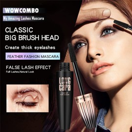 My Amazing Lashes Mascara Wowcombo 4D Silk Fiber Mascara Black Volume and Length Waterproof Long Lasting Wowcombo Cosmetics Silk Fibre Mascara Volumizing and Lengthening Mascara (1 Pc)