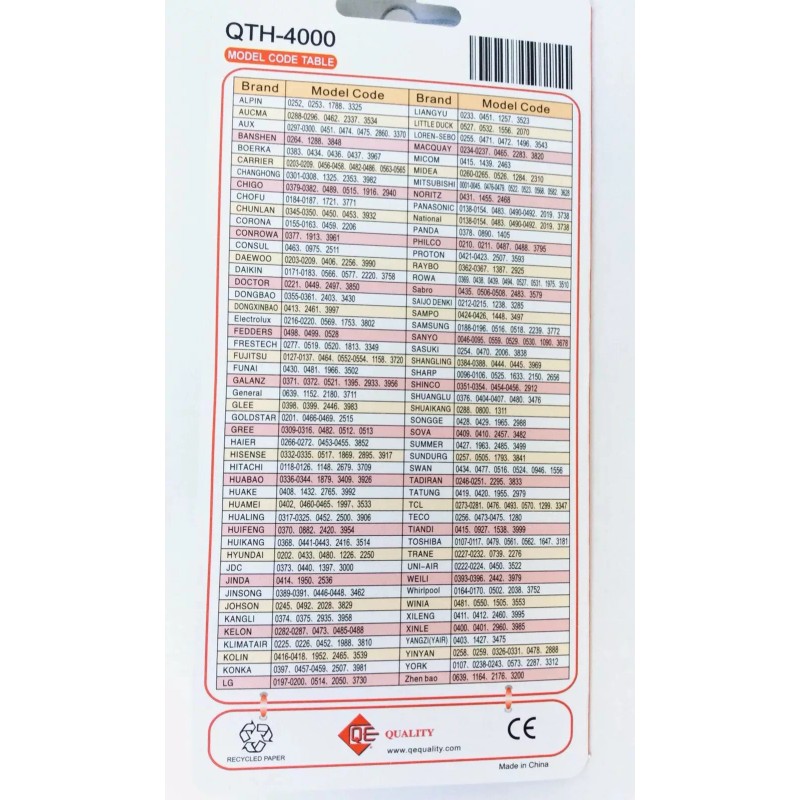 MINI QTH-4000 Mini Split Universal Remote Control,4000 Codes, Controls 99.9%