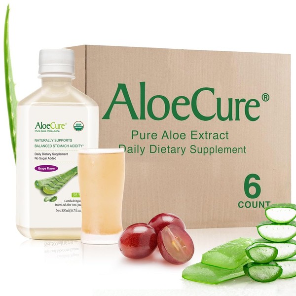 AloeCure AloeCure USDA Organic Aloe Vera Juice Grape Flavor, Made