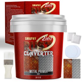 SMAPHY 2-in-1 Rust Converter & Metal Primer, 35 Floz Grey Rust Inhibitor Paint for Metal, Maximum Rust Protection, Stop Rust & Corrosion Permanently