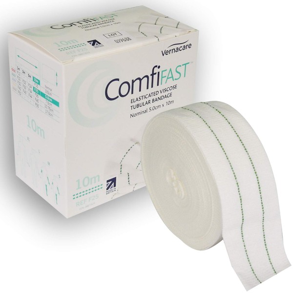 Comfifast Elastic Tubular Bandage Viscose Medium Limb Green Line 5cm (for limb circumference 10-25cm) - 10m roll