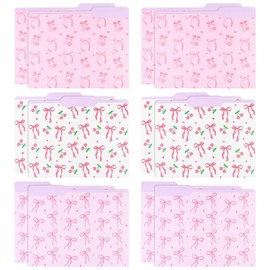 24 Pack Pack Pink Bow File Folders for Women, Cute Coquette Decorative Folders, 1/3 Cut Tab for Filing Cabinet Home Office Classroom Supplies 9 x 12 Inch