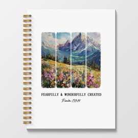 Poecinvi Boho Floral Christian Notebook Journals for Women, Fearfully and Wonderfully Made Prayer Bible Journal for Woman, Christian Gifts for Women Faith, Bible Verse Spiral Notebook 5.5x8.3 Inch