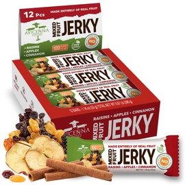 AVICENNA FOOD Apple, Raisin and Cinnamon Pack Natural Fruit Bar, No Added Sugar, Gluten Free, Non GMO, High Fiber Healthy Paleo Snacks for Adults and Kids, Vegan dried Fruit Jerky with No Preservatives Energy Food (12 Pack)