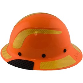 Lift Safety Helmet - Fiberglass Composite Full Brim Hard Hat - Hi-Viz Orange with Yellow Reflective Decals with Hard Hat Tote Bag