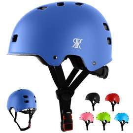 Youth Kids Bike Helmet, Skateboard Bicycle Helmet for Age 5-8-14 Children Boys Girls Adjustable and Multi-Sport for Scooter Roller Skate (Blue M)