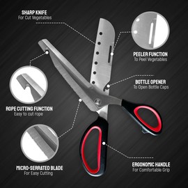 Generic Multi-Purpose Kitchen Scissors with built-in knife sharpener - Camping Essentials for All-Purpose Cutting | Heavy Duty Stainless Steel Blades - Perfect for Camping, Cooking and more, SJ180