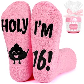 Teniinet 16th Birthday Gift Ideas for Teen Girls - Trendy Socks Set for 16 Year Olds, Cool Sweet Sixteen Presents for Daughters & Besties, Soft Comfy Socks for Teens(Pink)