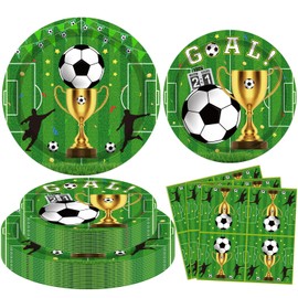 Pack of 120 Football Party Decorations Football Birthday Accessories Football Tableware Set Sports Themed Birthday Supplies Includes Plates Napkins for Sports Party Supplies Serving 40