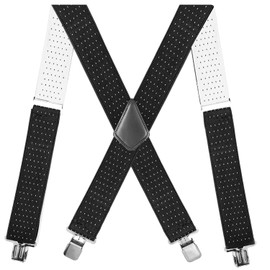 Alisitina Suspenders for Men Heavy Duty,2 inch Elastic Adjustable X-Back Mens Suspender with Clips for Seniors Friends Husband (Black White)