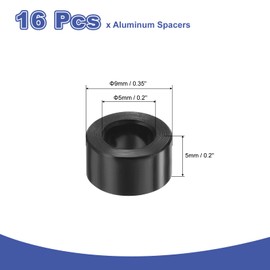 uxcell 16Pcs Aluminum Spacers, 5mm ID x 9mm OD x 5mm Length Screw Standoff Bushing Plain Finish Unthreaded Metal Round Spacer, Unthreaded Standoff Bushing for M5 Screw Bolts