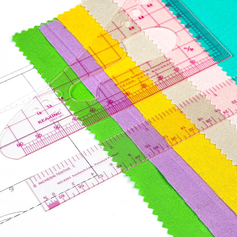 KEARING Triangle Scale Ruler, Sandwich Line, Pattern Making Ruler for