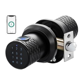 Fingerprint Smart Door Knob, Keyless Entry Door Lock, 4 Unlocking (Fingerprint/Keypade/App/Key), Back Locking Biometric Door Knob, for Bedroom, Office, Hotel