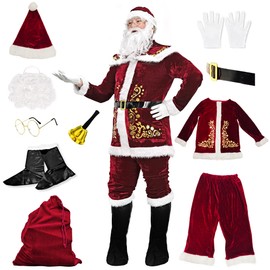 KatchOn, Santa Claus Costume for Men - 2XL, Pack of 11 | Deluxe Velvet Santa Suit, Christmas Costumes | Santa Claus Suit Adult Men | Santa Suit, Christmas Santa Costume for Men | Santa Claus Outfit