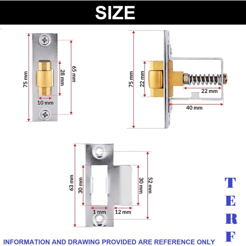 TERF® Heavy Duty Adjustable Roller Catch Mortice Door Latch Spring