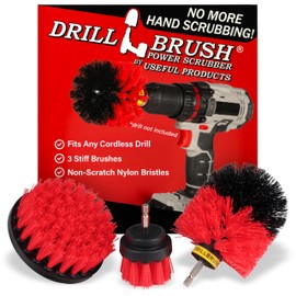 Drillbrush Heavy Duty Stiff Bristle Brush Kit – Power Scrubber Attachment for Concrete, Brick, Siding, Stone, Driveways, Fireplaces, Hard Water Stains, Gravestone & Cemetery Headstone Cleaning Brushes