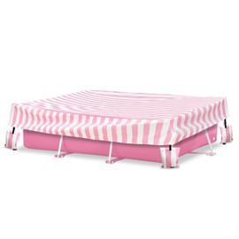 Sobana Rectangular Pool Cover,Waterproof Covers for 7' x 5' x 24" Rectangular Metal Frame Above Ground Outdoor Swimming Pool,with Tie-Down Ropes & 4 Sandbags,Increase Stability(Cover only,Pink)
