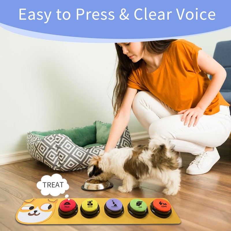 Yeffxior 5-Pack Dog Talk Button Set, 30-Second Recorded Talk Buttons